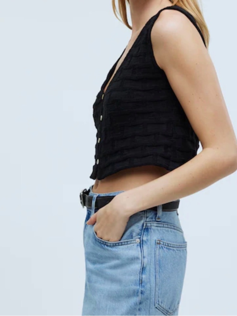 Madewell Basketweave-Stitch Vest in True Black XS - Picture 3 of 11